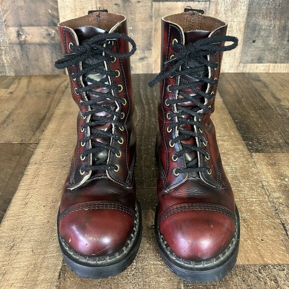 Grinders Vintage Steel Toe Black Cherry Work Boots Mens UK 5 US 6 - Picture 2 of 12